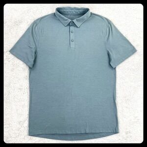 Lululemon Evolution Polo Shirt Men's SMALL Blue Pima Cotton Silverescent Golf
